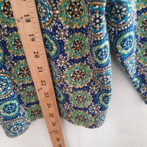 Kim Rogers Mock Neck Shirt Womens 2X  Green  Blue Yellow Long Sleeve Cotton - Picture 6 of 9